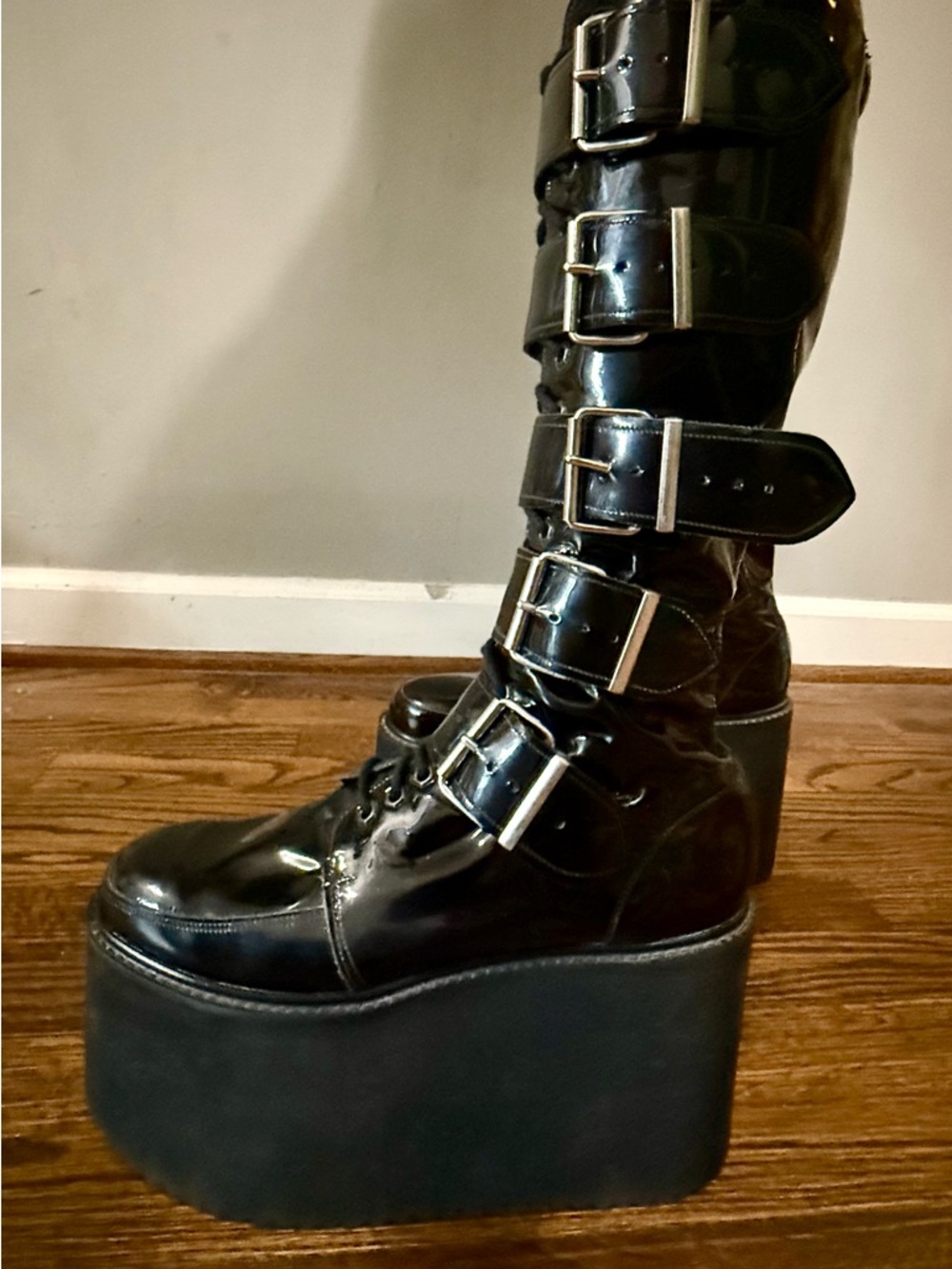 Patent Leather Platform Boots